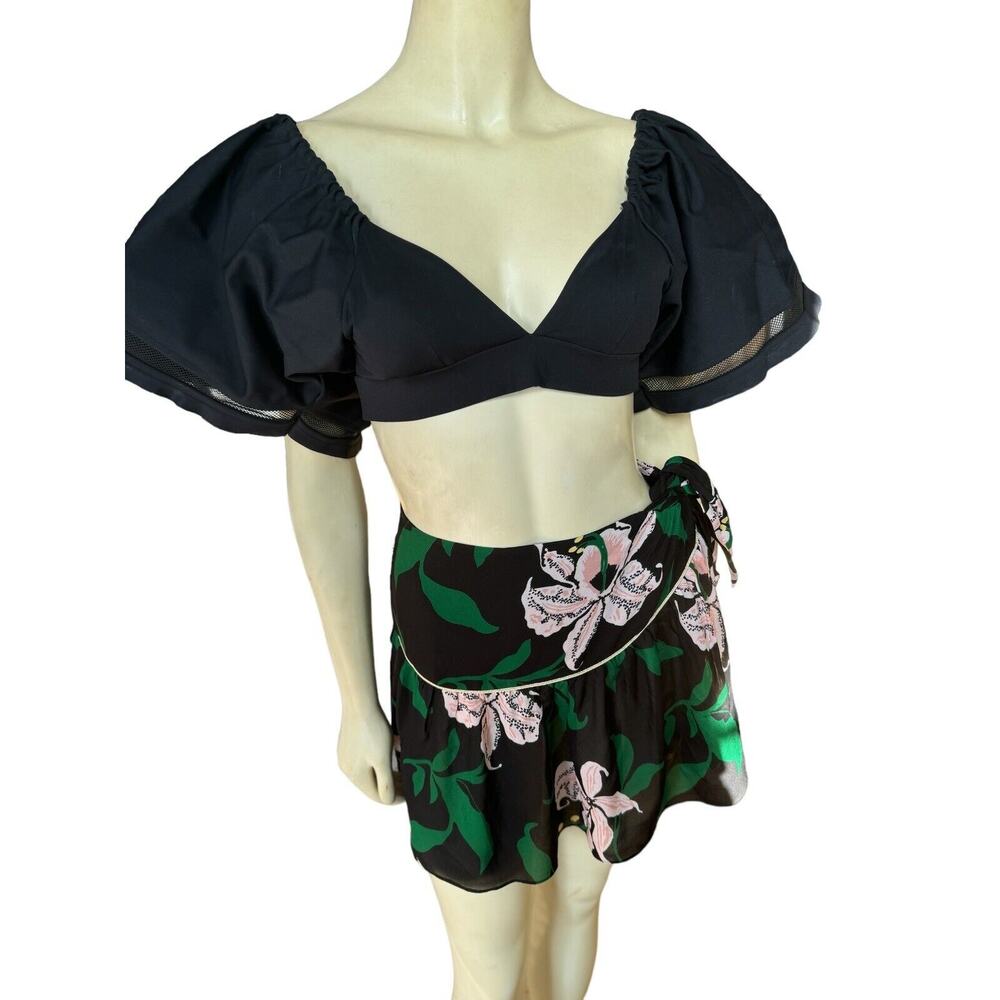 Morgan Lane Floral Swim Bathing Suit Wrap Sarong Tropical Lily Small S/M